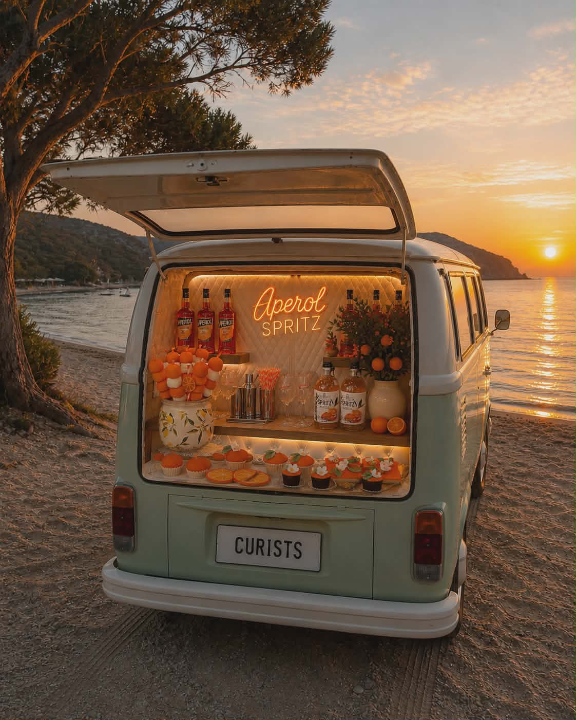 The Curists van configured as a branded Aperol Spritz tasting station